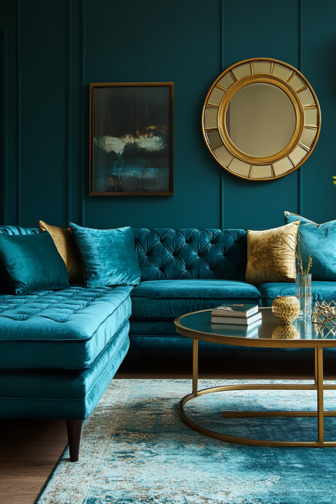 1. Elegant Teal and Gold Accents
