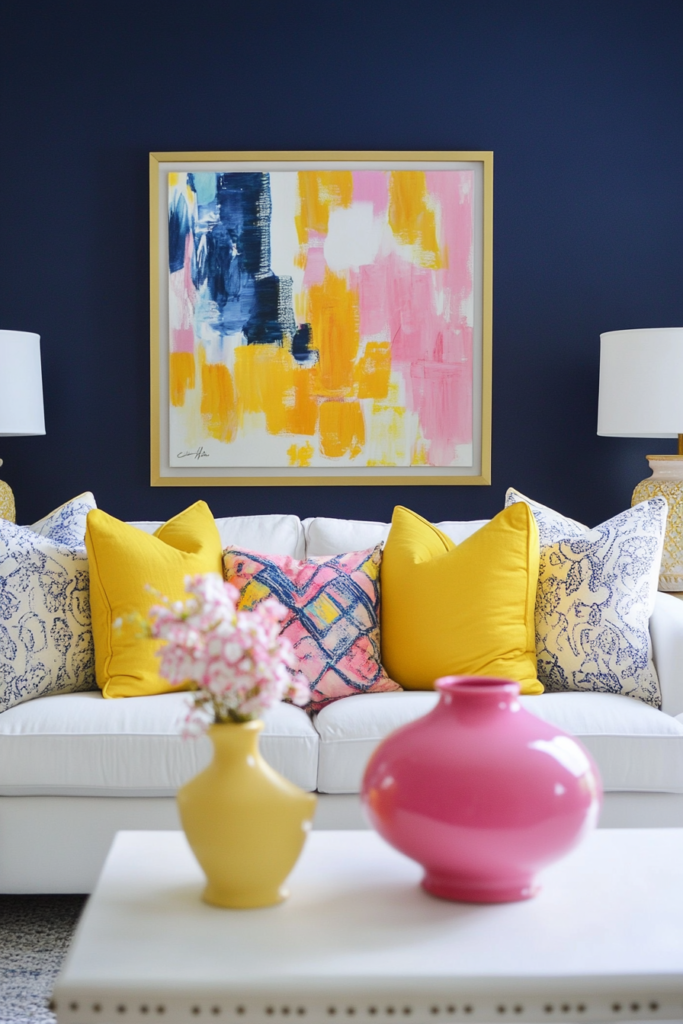 10. Navy and White with Pops of Color