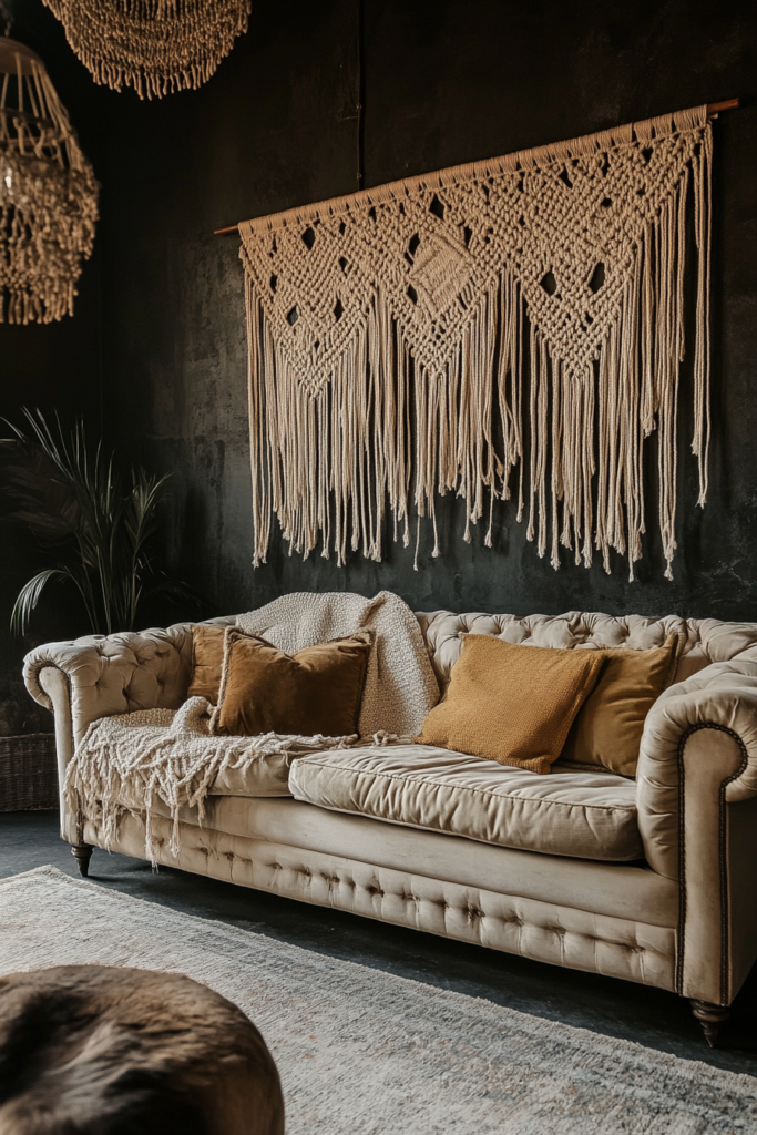 10. Use Woven or Macramé Wall Hangings