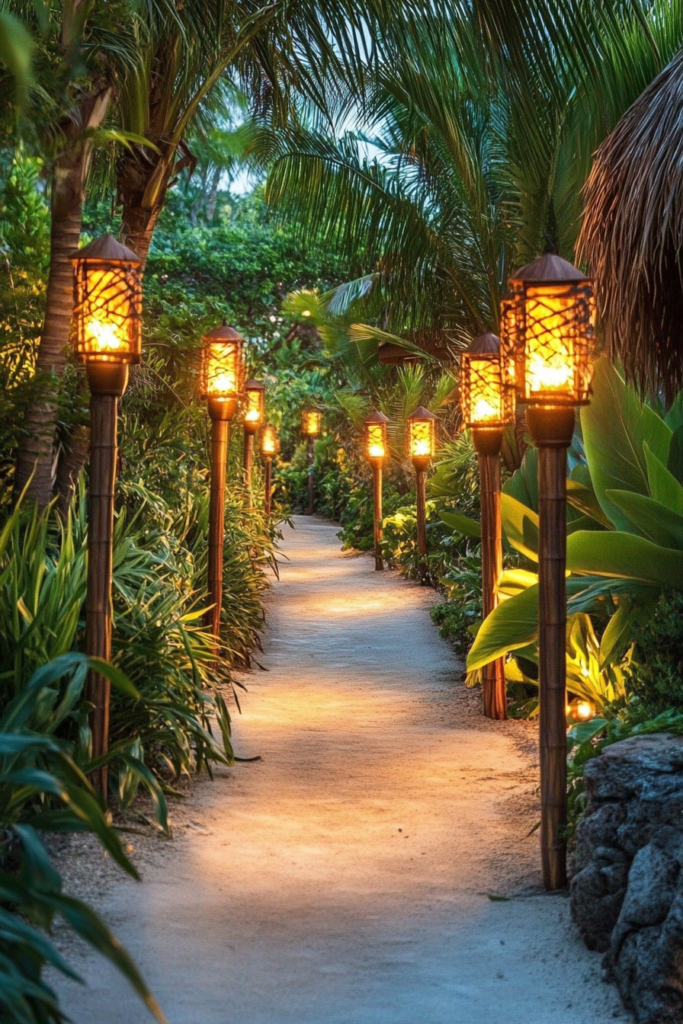 11. Tiki Torches with LED Flames