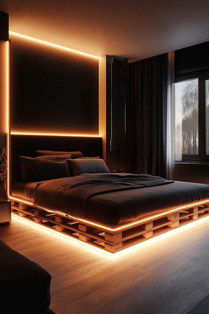 13. Pallet Bed with LED Lights