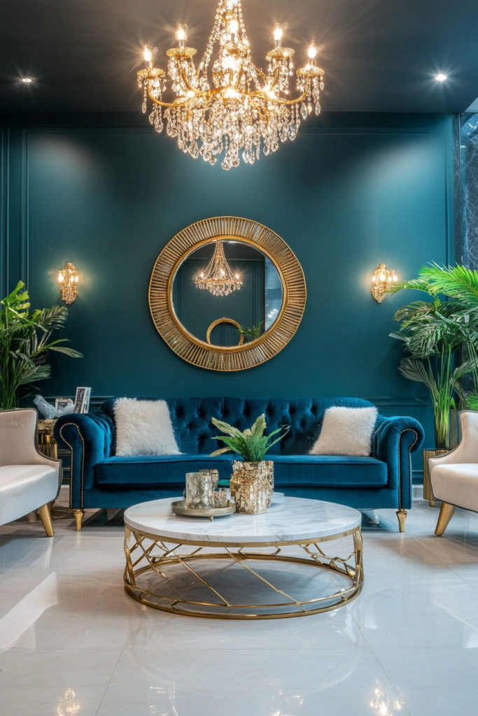13. Teal and Gold Accents for a Glamorous Touch