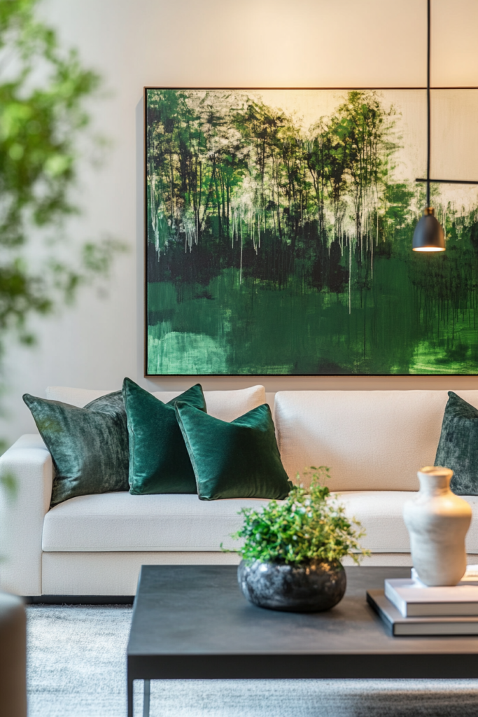 15. Large-Scale Art in Forest Green Hues
