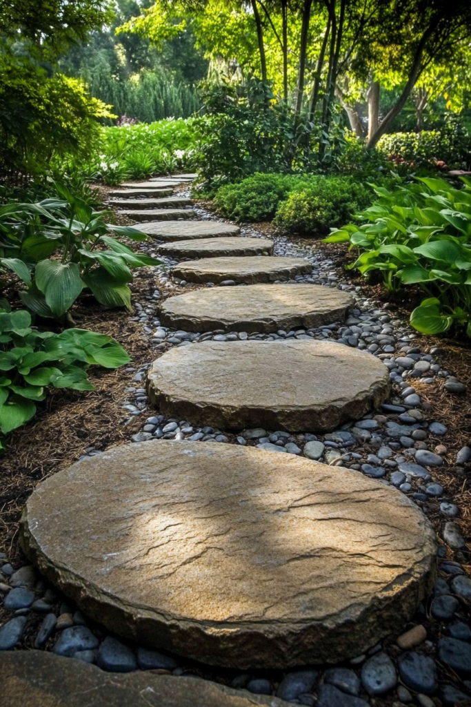 16. DIY River Rock Stepping Stones
