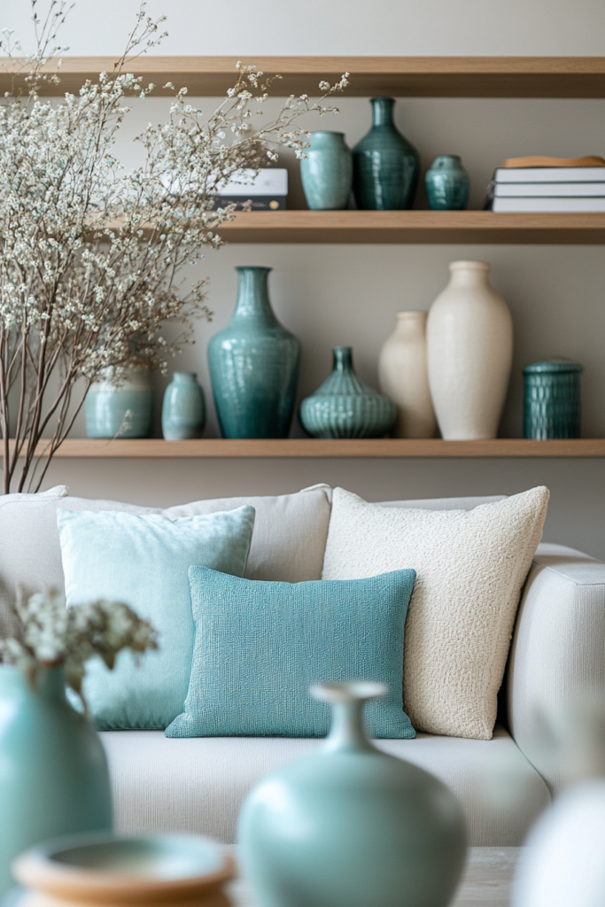 16. Green and Blue Decorative Vases and Accessories