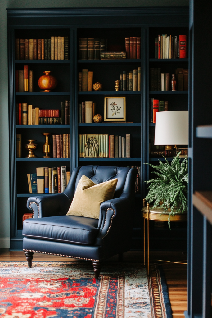 16. Navy Bookcases