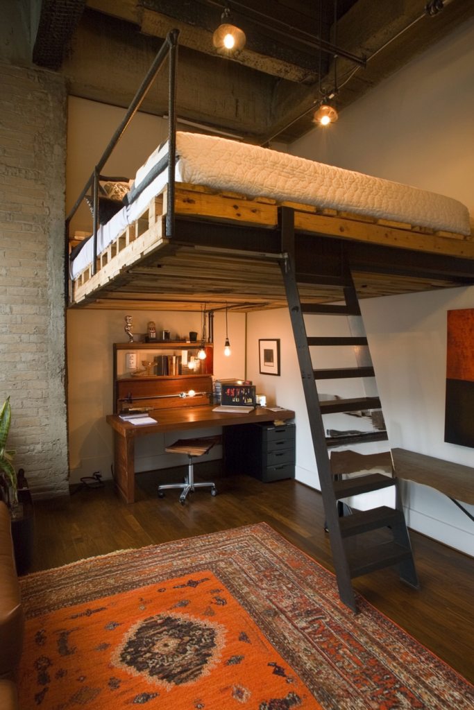 17. Loft-Style Pallet Bed