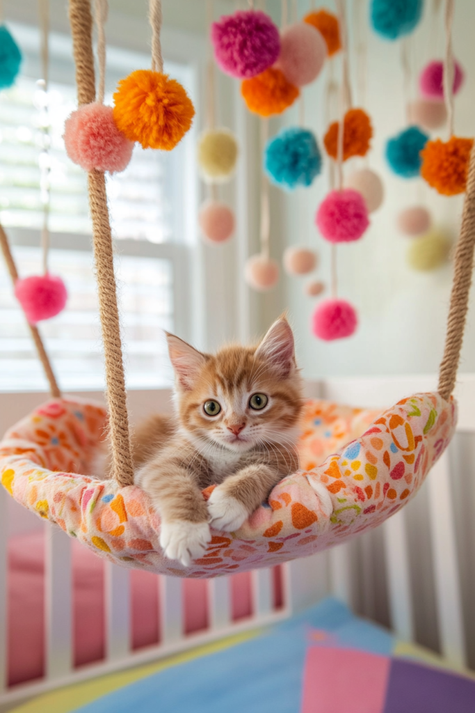 18. Hanging Pompom Bed