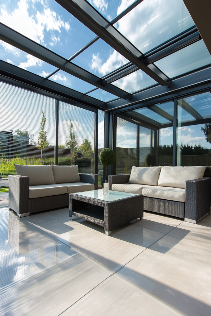 2. Modern Glass Roof Patio Cover