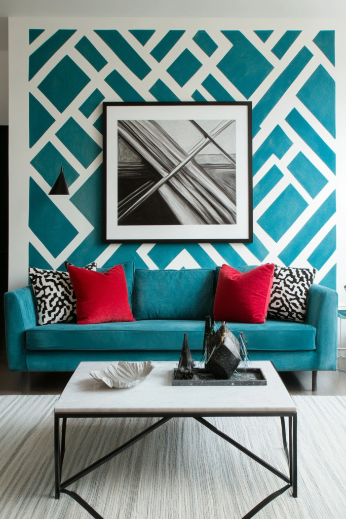 20. Teal and Geometric Patterns for a Contemporary Twist
