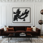 21 dark brown couch living room ف