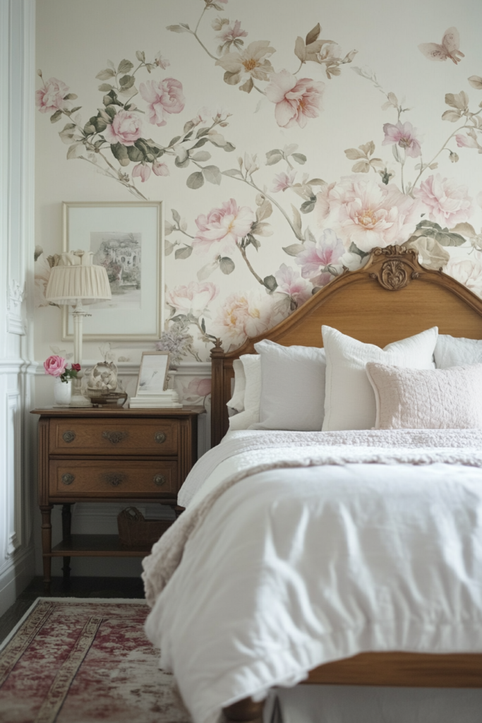 3. Floral Wallpaper for a Feminine Touch
