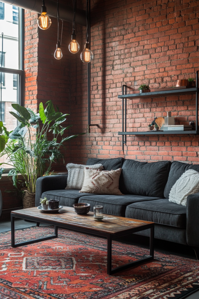 3. Industrial Style with Exposed Brick