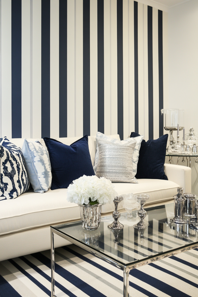 3. Navy and White Stripes