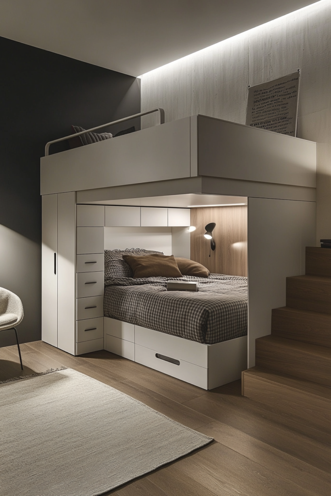 4. Loft Bed with Hidden Storage