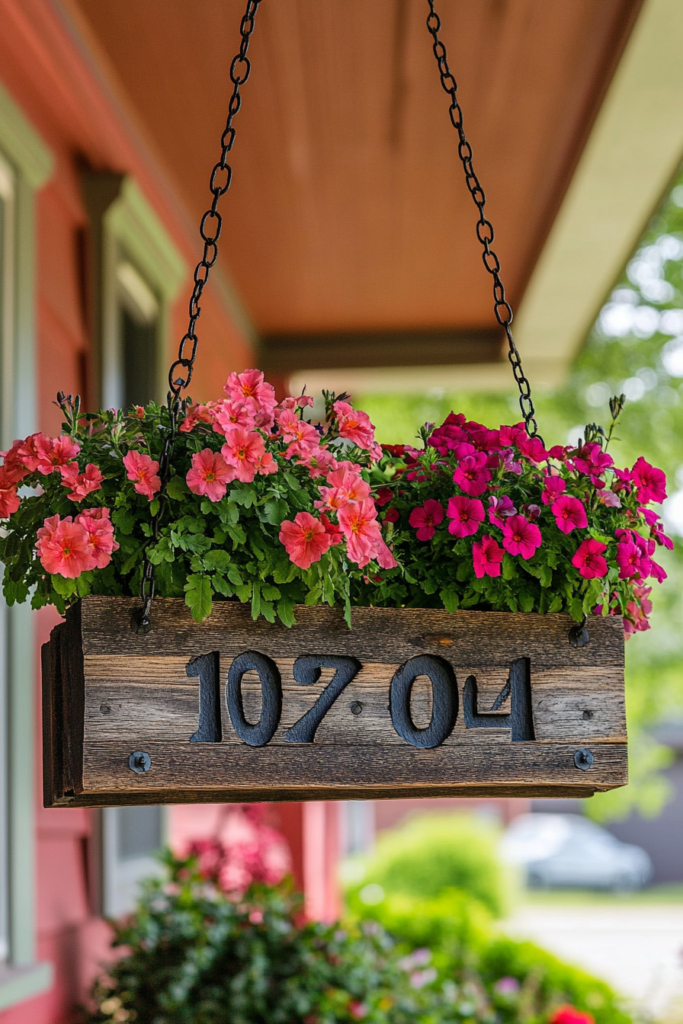 5. Swinging Sign with Planters