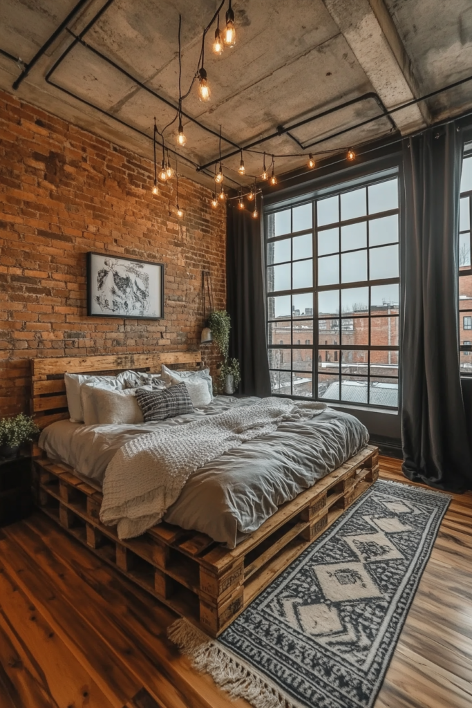 6. Industrial-Style Pallet Bed