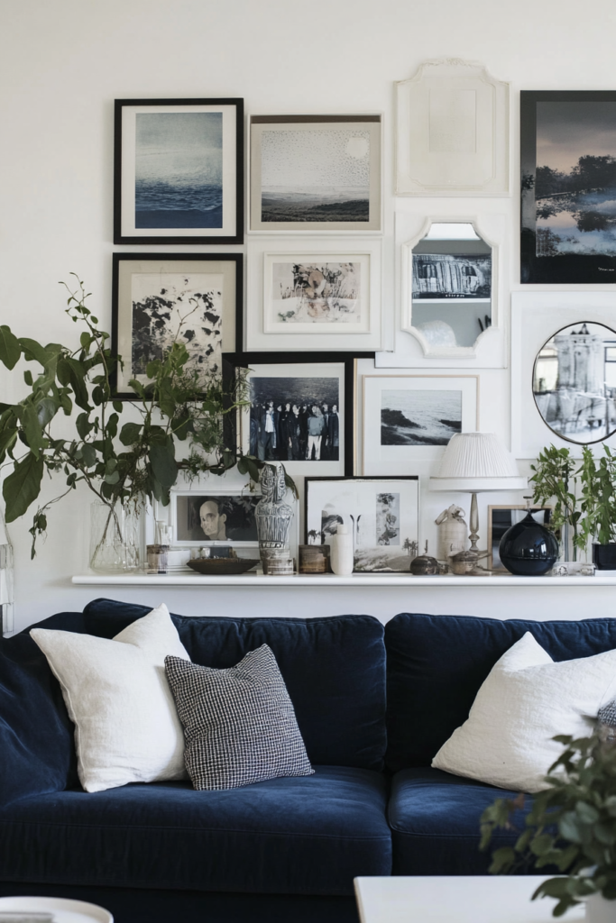 7. Navy and White Gallery Wall