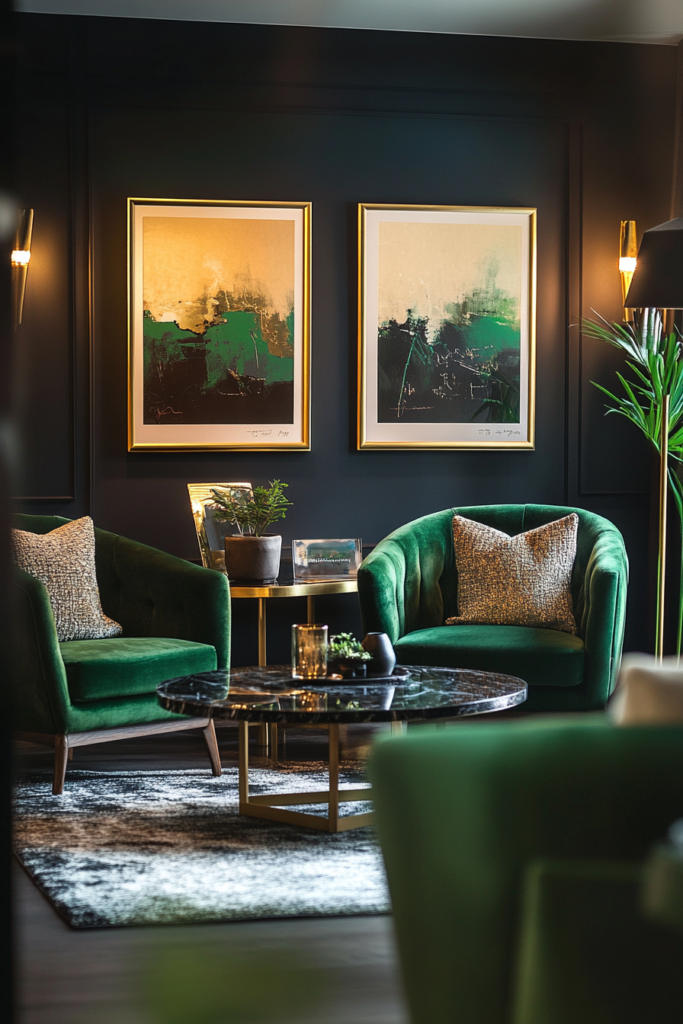 7. Velvet Green Armchairs for a Luxe Touch