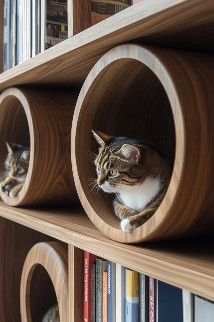 8. Bookshelf Cat Shelves