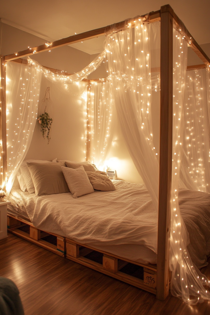 8. DIY Pallet Canopy Bed