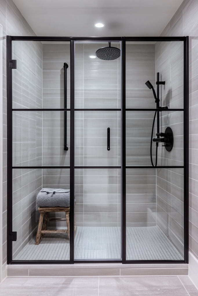 10. Black-Framed Shower Enclosures