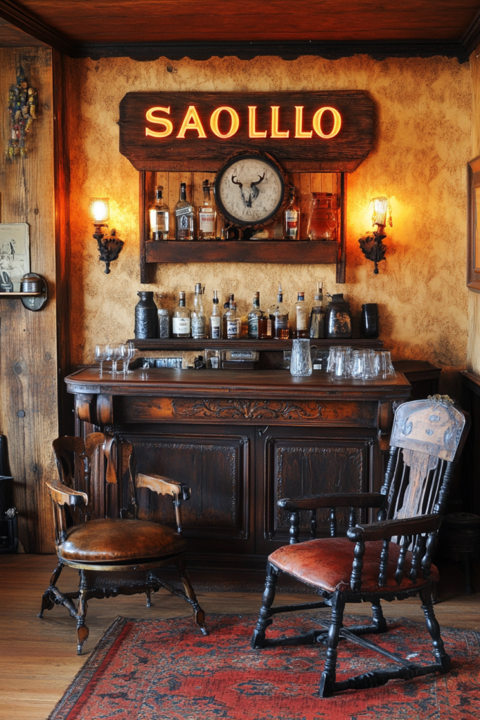10. Incorporate a Saloon-Inspired Bar Area