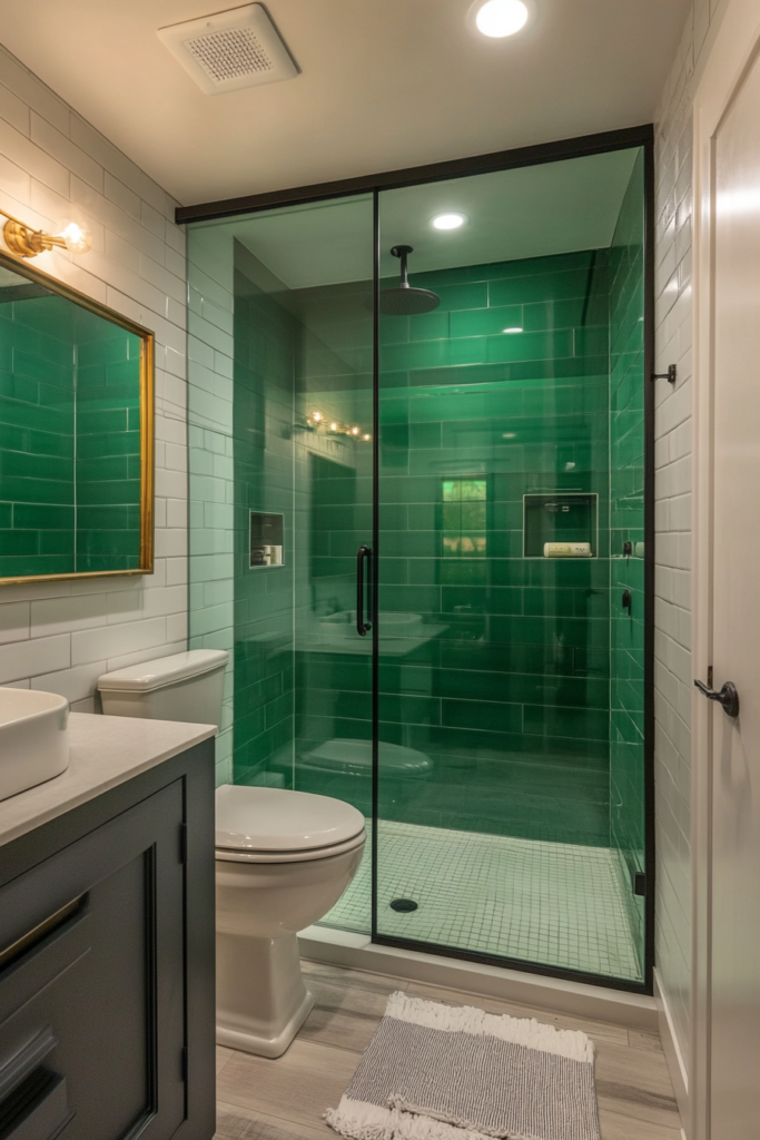 10. Opt for a Green Glass Shower Enclosure