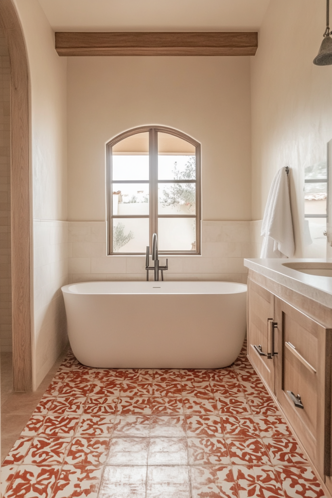10. Red Tile Flooring for a Bold Entrance