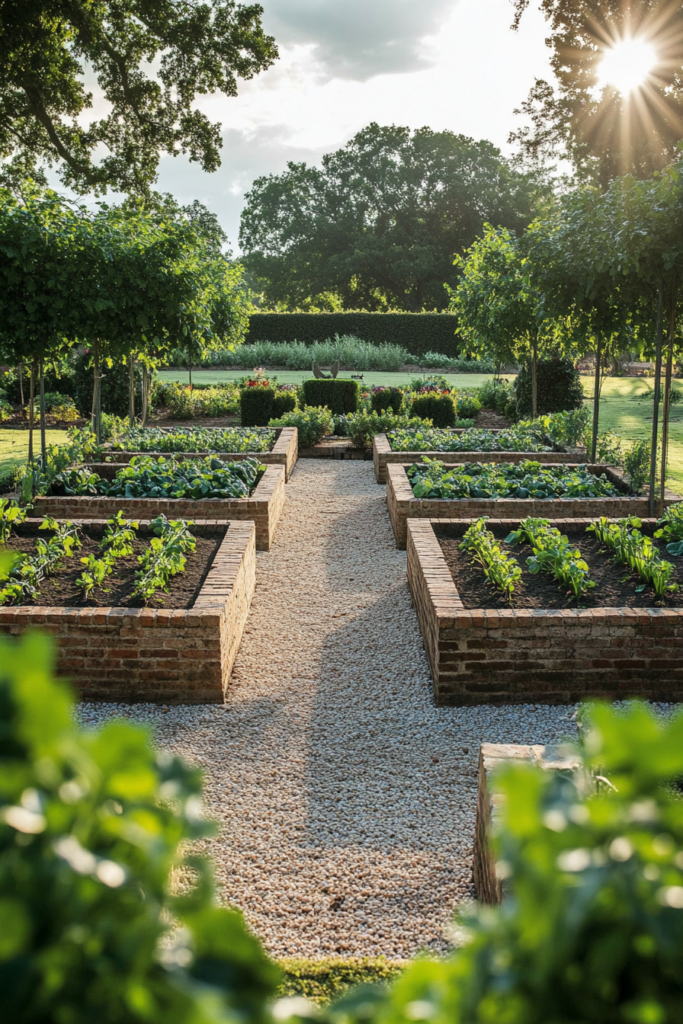 11. Brick-Lined Raised Beds