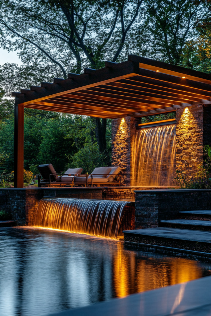 12. Pergola with Waterfall Feature