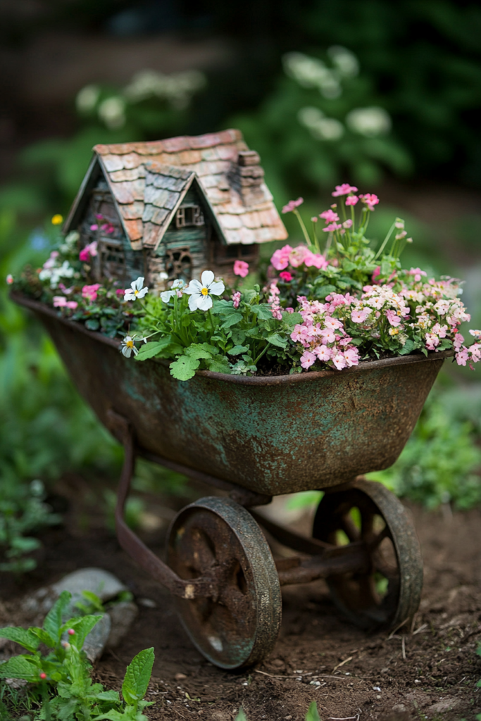 12. Wheelbarrow Fairy Garden