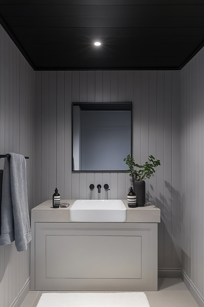 13. Grey Walls with Black Ceiling