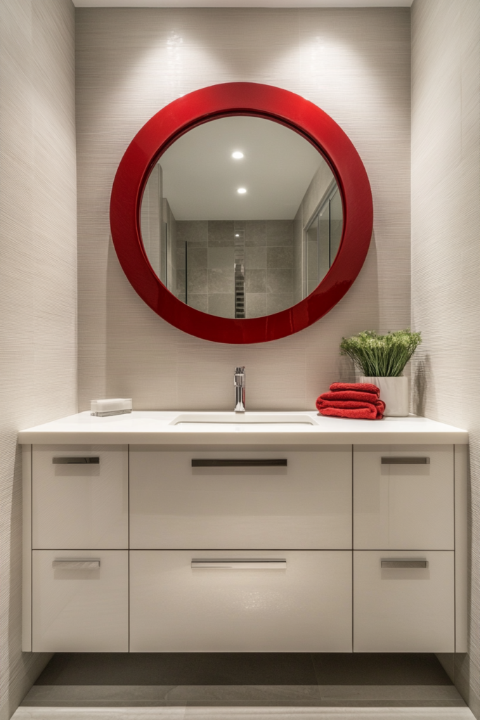 13. Red Mirrors for a Stylish Touch