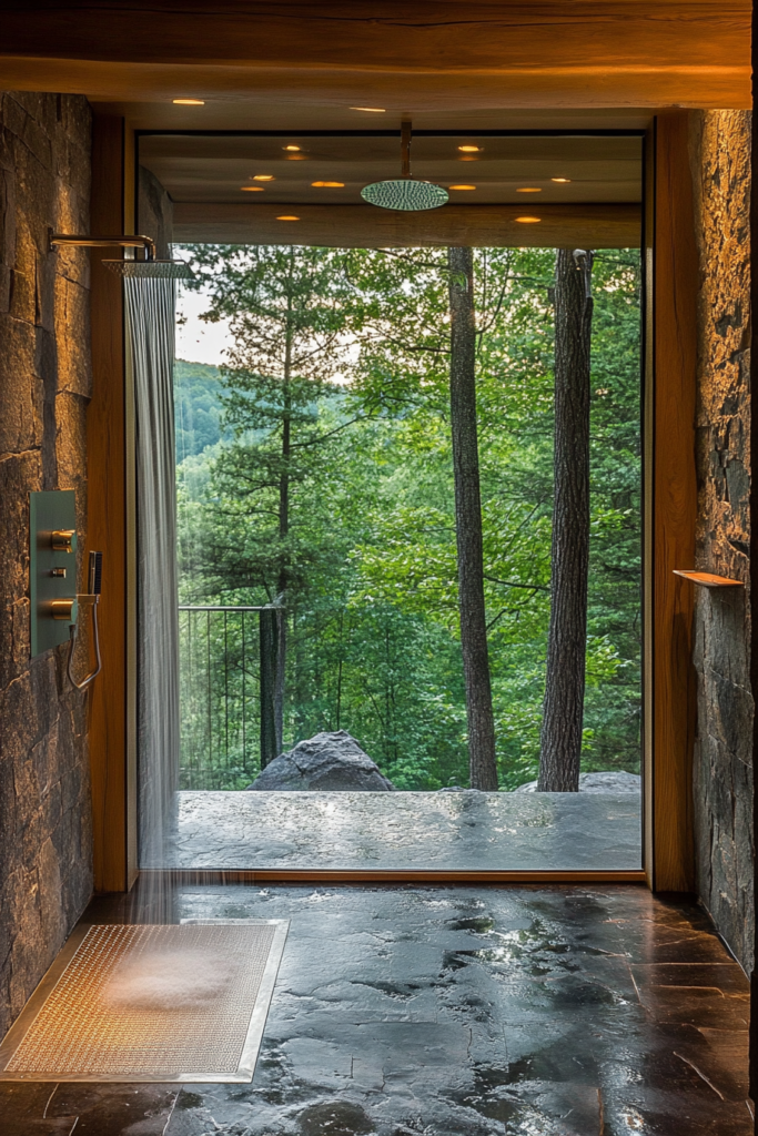 14. Minimalist Floating Shower Controls