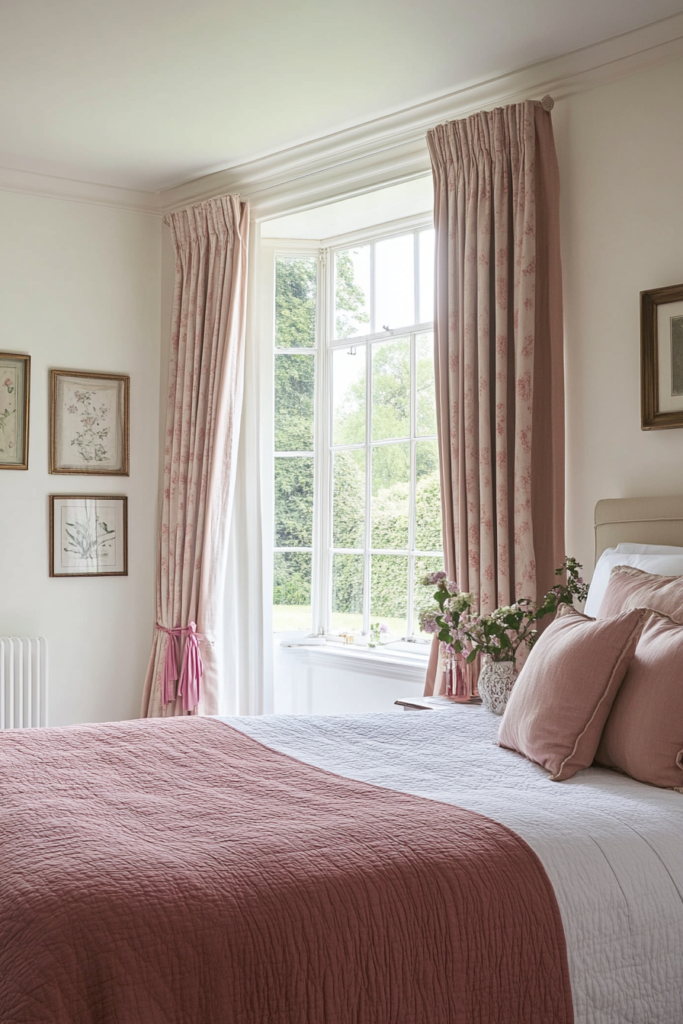 14. Pink and Brown Window Treatments