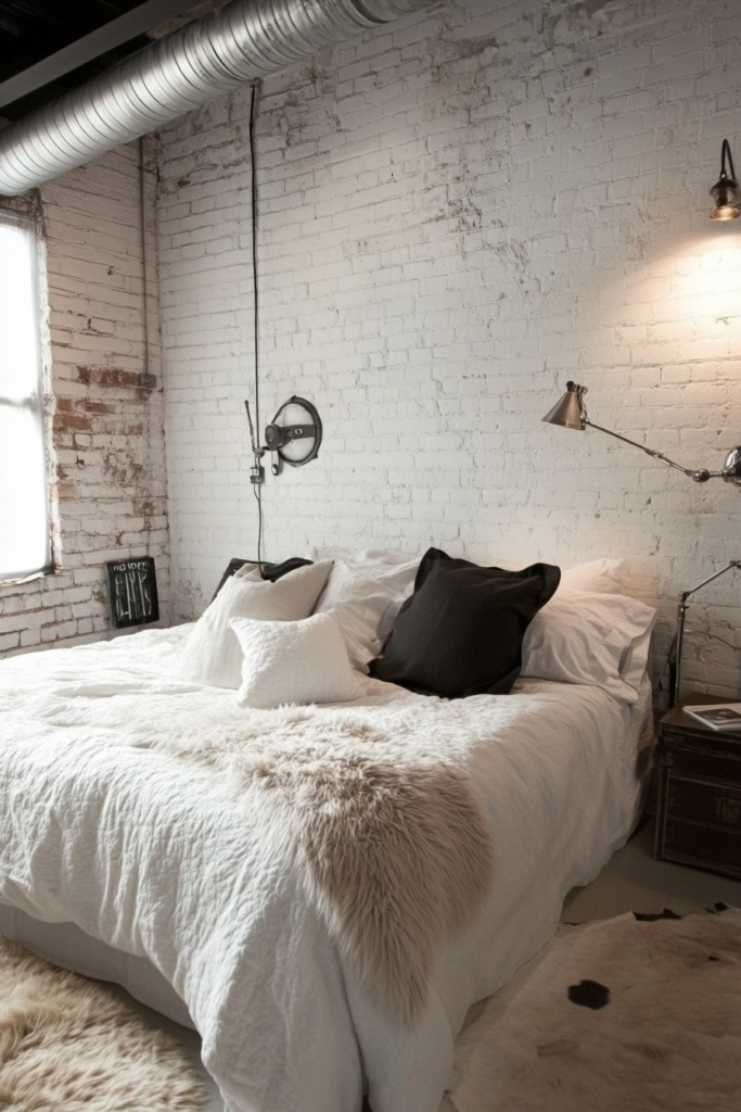 14. White Brick Walls with Silver Fixtures