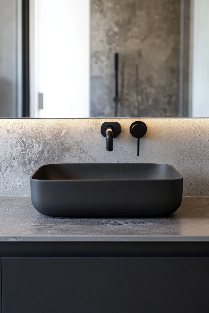15. Black Sink with Grey Countertop