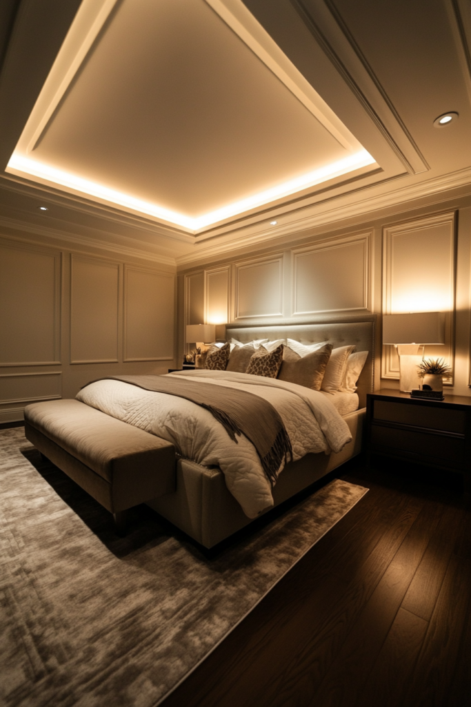 15. Recessed Panels with Accent Lighting