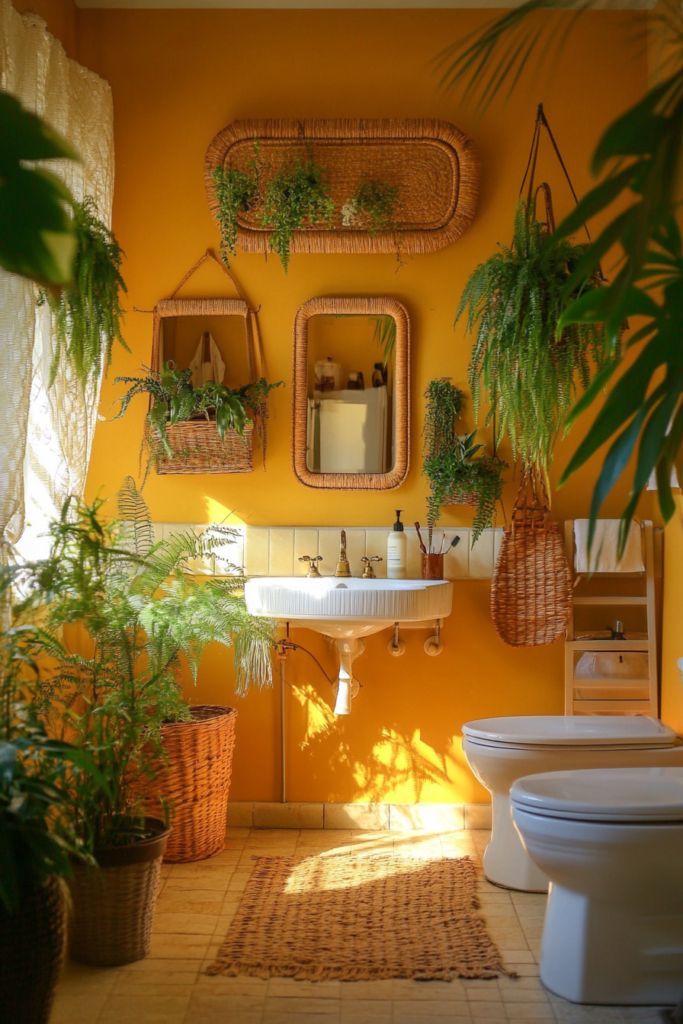 16. Boho Yellow with Rattan and Plants