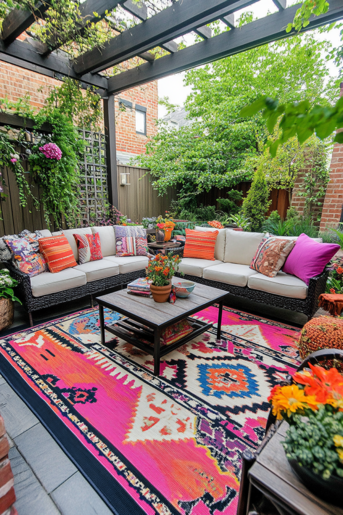 16. Bold Patterns with Outdoor Rugs