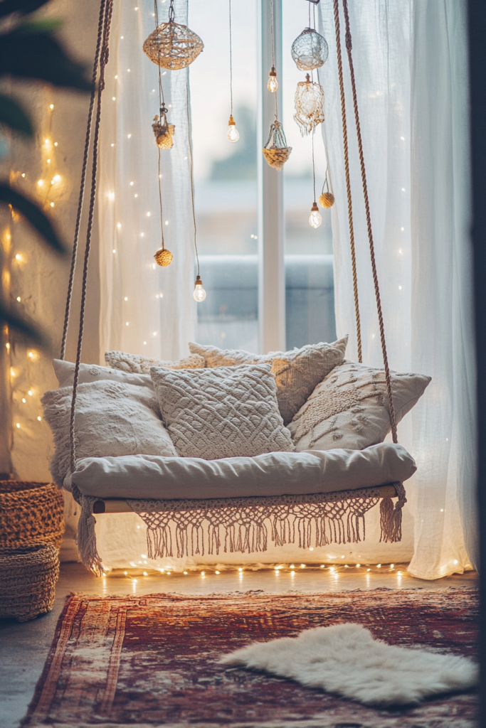 16. Swinging Hammock Couch for a Boho Touch