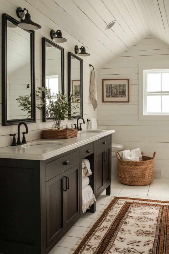 16. White Shiplap with Black Accents