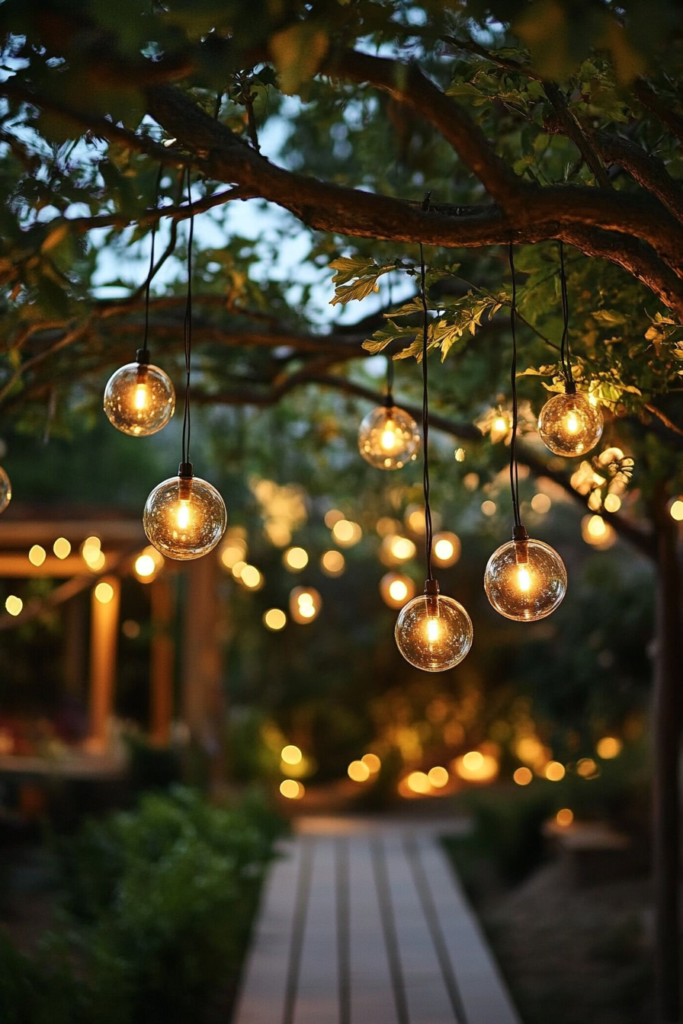 17. Hanging Globe Lights: Add a Touch of Whimsy