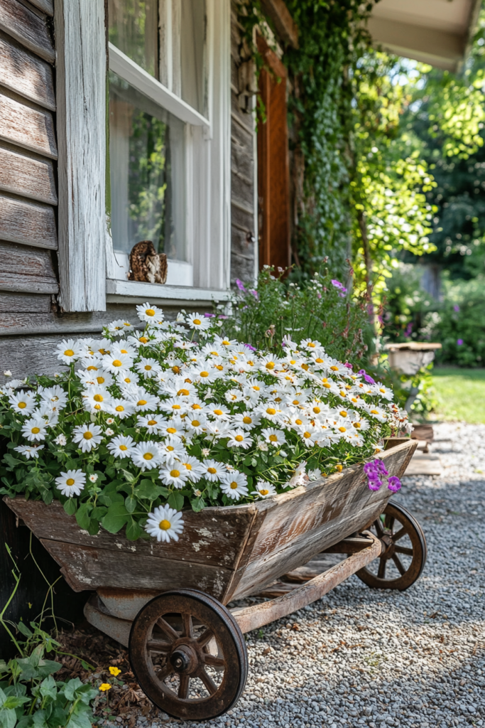 18. Add Whimsy with Wheelbarrow Planters