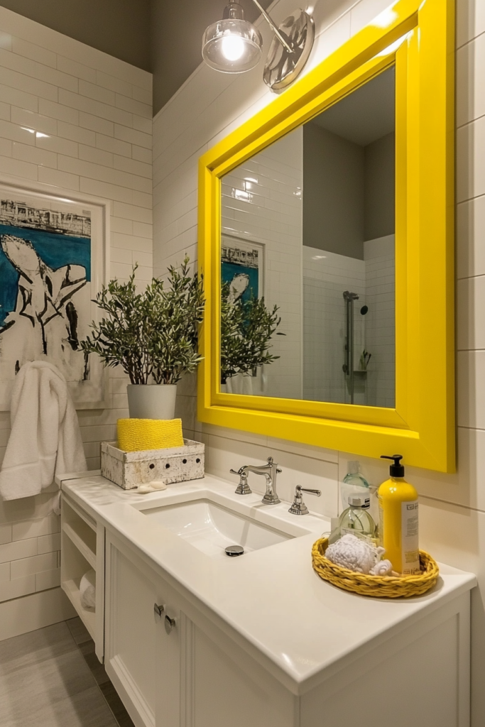 18. Yellow Framed Mirrors That Shine