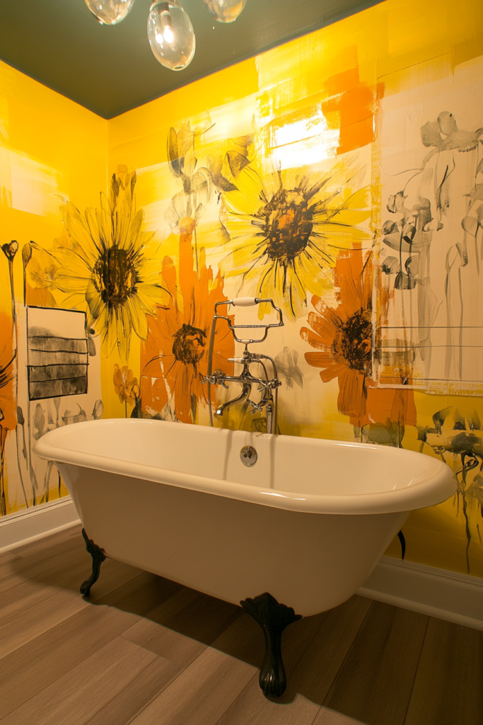 21. Hand-Painted Yellow Murals