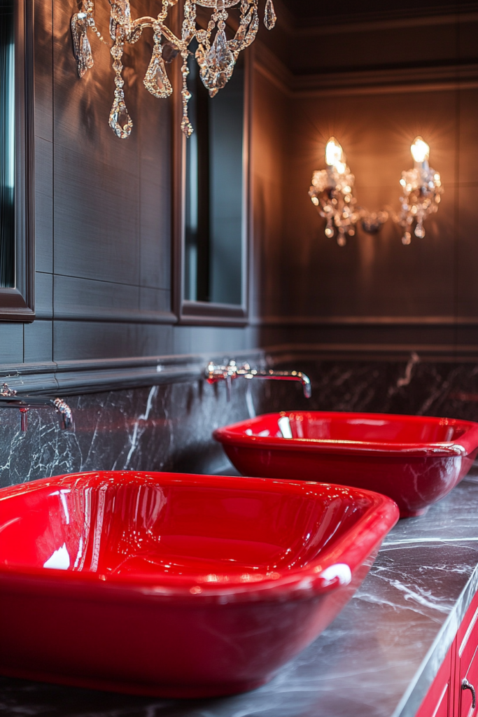 21. Red Tubs and Sinks for Extra Flair