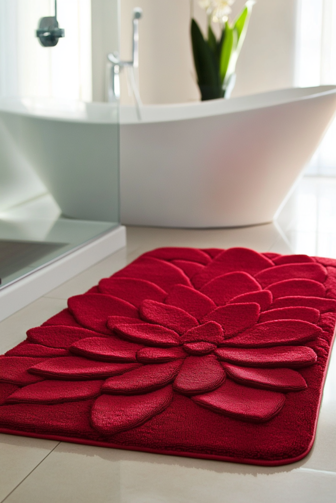 23. Red Bath Mats and Rugs for Comfort