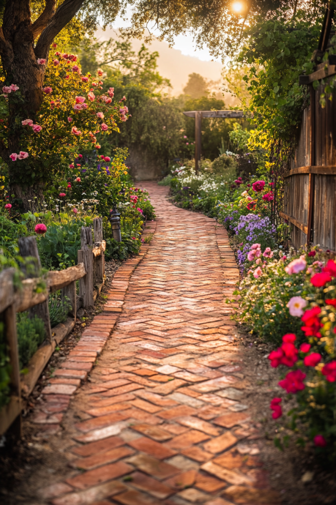3. Brick Herringbone Pathway